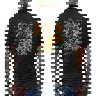 Horse Sunflower Butterfly Country Western Boho Horses Riding Men's Back Print T-Shirt | Mazezy