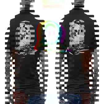 House Music Ghost DJ Optical Illusion EDM Halloween Rave DJ Tank Top Men's Back Print T-Shirt | Mazezy