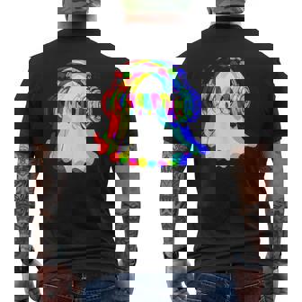 House Music Ghost DJ Rave Color Optical Illusion Halloween Tank Top Men's Back Print T-Shirt | Mazezy