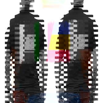 Hungary Romania Half Flag Hungarian Romanian Heritage Men's Back Print T-Shirt | Mazezy