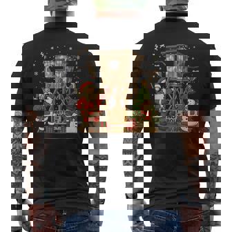 Hunting Santa Better Not Pout Christmas Cabin Art Men's Back Print T-Shirt | Mazezy