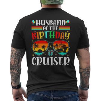 Husband Of The Birthday Cruiser Sunglasses Cruise Crew Small Black Men's T-shirt Back Print - Thegiftio UK