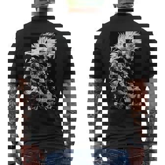 Hyena With Guitar Rocker Animal Punk Grunge Aesthetic Men's Back Print T-Shirt | Mazezy