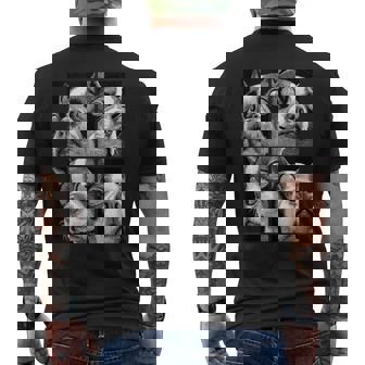 Hypnotic Boston Terriers Weird Eyes Weirdcore Halloween Dogs Tank Top Men's Back Print T-Shirt | Mazezy