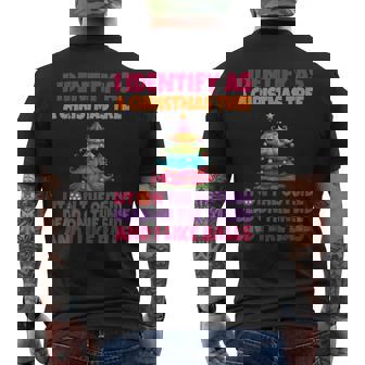 I Identify As A Christmas Tree Lit On The Outside Men's Back Print T-Shirt | Mazezy