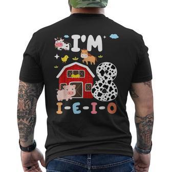 I'm Eight I-E-I-O 8 Year Old Farm Animal 8Th Birthday Men's T-shirt Back Print - Thegiftio UK