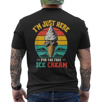 I'm Just Here For The Free Ice Cream Cruise Boat Cruising Men's T-shirt Back Print - Thegiftio