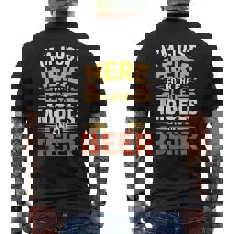 I'm Just Here For The Late Models And Beer Tank Top Men's Back Print T-Shirt | Mazezy