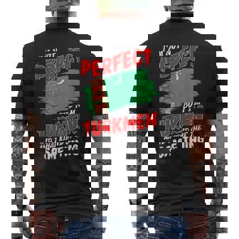I'm Not Perfect But I'm Turkmen Flag Turkmenistan Men's Back Print T-Shirt | Mazezy