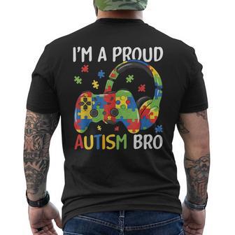 I'm A Proud Autism Brother Autism Awareness Video Game Boys Men's T-shirt Back Print - Thegiftio UK