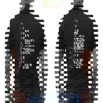 In Jesus Name I Play ギター クリスチャン ギタープレーヤー メンズTシャツ バックプリント - Kawaiitshirt