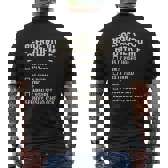 Information Technology Checklist Technical Support Men's Back Print T-Shirt | Mazezy