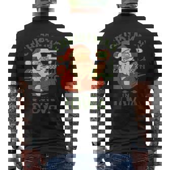 Iowa Christmas Shirt Santa Corn Barn Windmill Cozy Men's Back Print T-Shirt | Mazezy