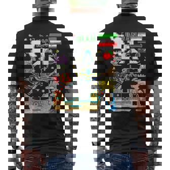 Iran Map Persian Heritage Culture Icons Art Men's Back Print T-Shirt | Mazezy