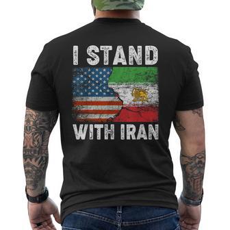 Iranian Flag I Stand With Iran Lion And Sun Flag Miga Men's T-shirt Back Print - Thegiftio UK