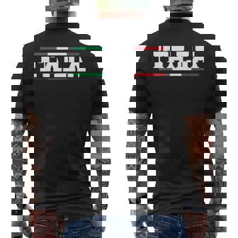 Italia Italian Flag Map Shield Badge Italy Sports Soccer Fan Men's Back Print T-Shirt | Mazezy