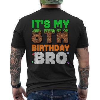 It's My 8Th Birthday Bro Pixel Game 8 Year Old Birthday Boy Men's T-shirt Back Print - Thegiftio UK
