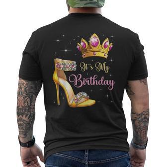 It's My Birthday High Heel Crown Butterflies Stars B-Day Men's T-shirt Back Print - Monsterry