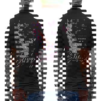 It's My Birthday High Heel Crown Butterflies Stars B-Day Men's T-shirt Back Print - Monsterry