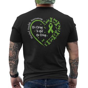 Its Okay To Not Be Okay Green Ribbon Mental Health Awareness Men's T-shirt Back Print - Thegiftio UK