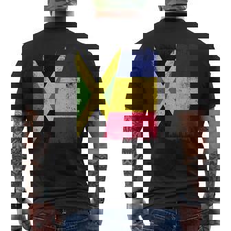 Jamaica Romania Half Flag Jamaican Romanian Heritage Men's Back Print T-Shirt | Mazezy