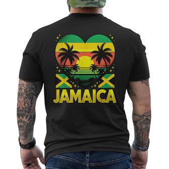 Jamaican Flag Heart Vintage Jamaica Men's Back Print T-Shirt | Mazezy