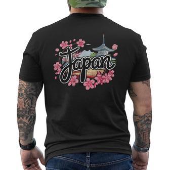 Japan Sakura Travel Cherry Blossom Japanese Temple Men's T-shirt Back Print - Thegiftio