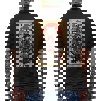 Japanese Warrior Anime Vintage Art Samurai Raccoon Men's Back Print T-Shirt | Mazezy