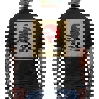 Japanese Zen Cat Bonsai Tree Sunet Men's Back Print T-Shirt | Mazezy