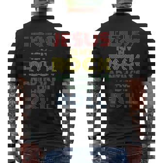 Jesus Is My Rock Vintage Christian Rock Music Men's Back Print T-Shirt | Mazezy