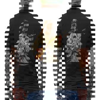 Jesus Rocks With Guitar Christian Rocks Church Tank Top Men's Back Print T-Shirt | Mazezy