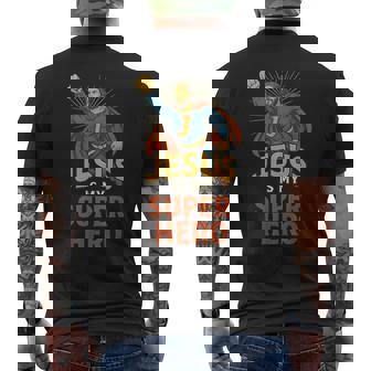 Jesus Is My Superhero For Christians Vintage Men's T-shirt Back Print - Thegiftio