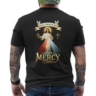Jesus I Trust In You 神の慈悲 カトリック クリスチャン イエス 長袖tシャツ メンズTシャツ バックプリント - Kawaiitshirt