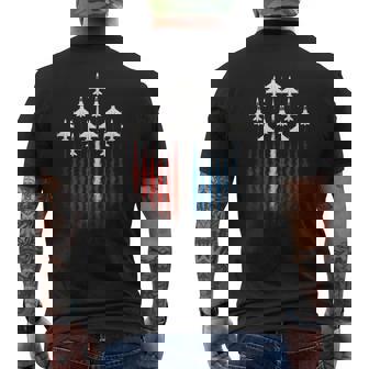 Jets 4th Of July American Flag Fighter Display Tank Top Men's Back Print T-Shirt | Mazezy