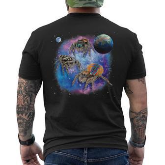 Jumping Spiders In Space Galaxy Arachnid Men's T-shirt Back Print - Thegiftio UK