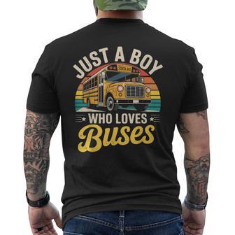 Just A Boy Who Loves Buses School Bus Driver Costume Toddler Men's T-shirt Back Print - Thegiftio UK