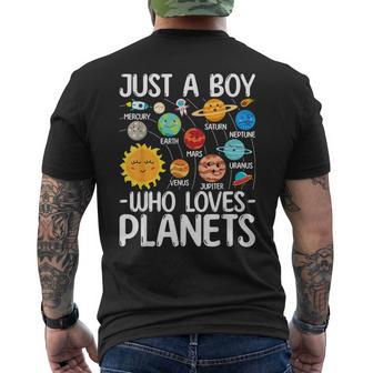 Just A Boy Who Loves Planets Solar Star System Science Space Men's T-shirt Back Print - Thegiftio UK