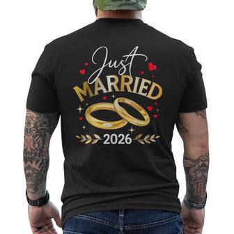 Just Married 2026 Newlyweds Honeymoon Wedding Men's T-shirt Back Print - Thegiftio UK