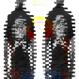 Karate Cat Belt Martial Arts Judo Japan Japanese Men's Back Print T-Shirt | Mazezy