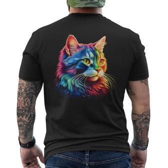 Katze Grafik Haustier Illustration Katze T-Shirt mit Rückendruck - Seseable