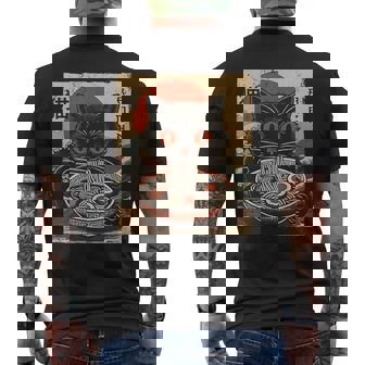 Kawaii Anime Cat Ramen Japanese Graphic Cat Lovers Men's T-shirt Back Print | Seseable UK