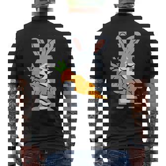 Kawaii Bunny With Carrot Cute Rabbit Men's Back Print T-Shirt | Mazezy