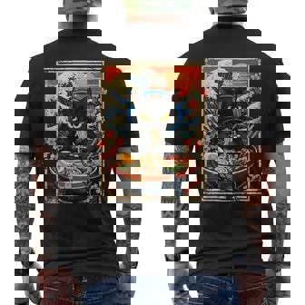 Kawaii Gamer Cat Eating Ramen Men's T-shirt Back Print - Monsterry