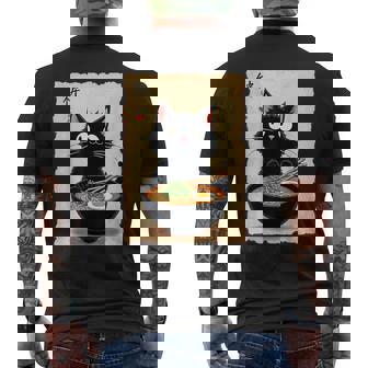 Kawaii Ramen Cat Cute Japanese Food For Anime Noodle Lovers Men's T-shirt Back Print - Monsterry