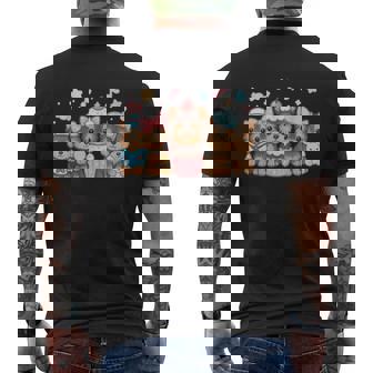 Kawaii Yorkie Squad Cute Cupcake Puppy Group Art Men's Back Print T-Shirt | Mazezy