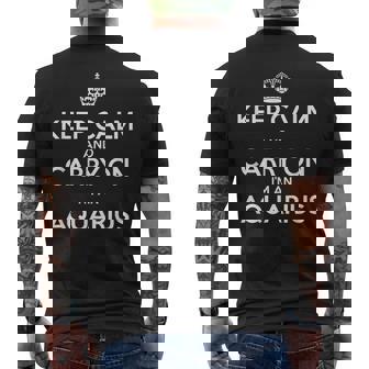 Keep Calm And Carry On I’m An Aquarius Astrology Men's Back Print T-Shirt | Mazezy