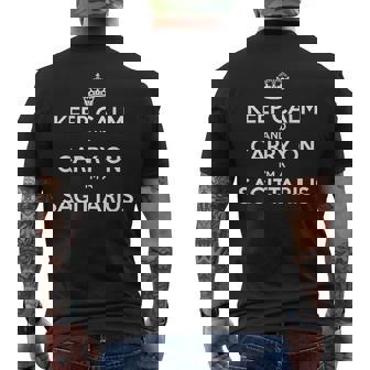 Keep Calm And Carry On I’m a Sagittarius Astrology Men's Back Print T-Shirt | Mazezy