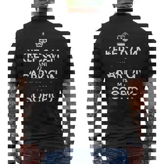 Keep Calm And Carry On I’m a Scorpio Astrology Men's Back Print T-Shirt | Mazezy