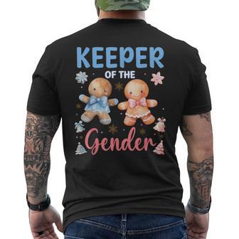 Keeper Of The Gender Reveal Baby Gingerbread Pink Or Blue Men's T-shirt Back Print - Seseable