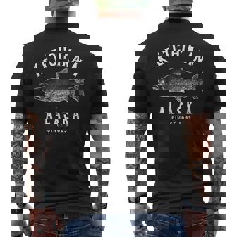 Ketchikan Alaska Sockeye Salmon Fishing Vintage Souvenir Men's Back Print T-Shirt | Mazezy